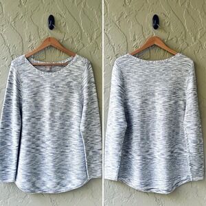 Chico's Women's Large Size 2 Blue Multi Spcacedye Bateau Neck Pullover Sweater